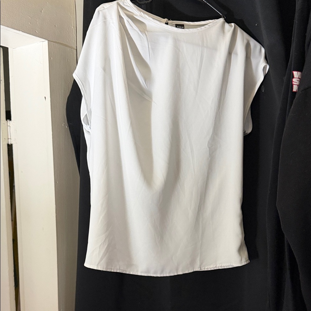 SHEIN White Draped Blouse